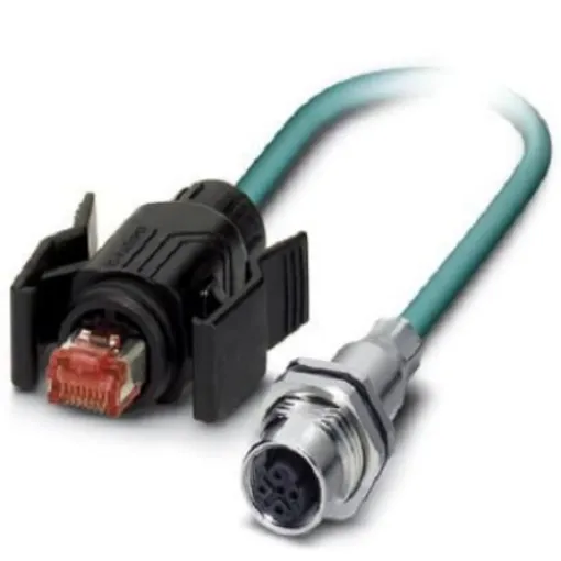 Phoenix Contact, 2m Cat5e, Blue M12 to Male RJ45 Male, Shielded Shielded, Terminated - 1406399 product image