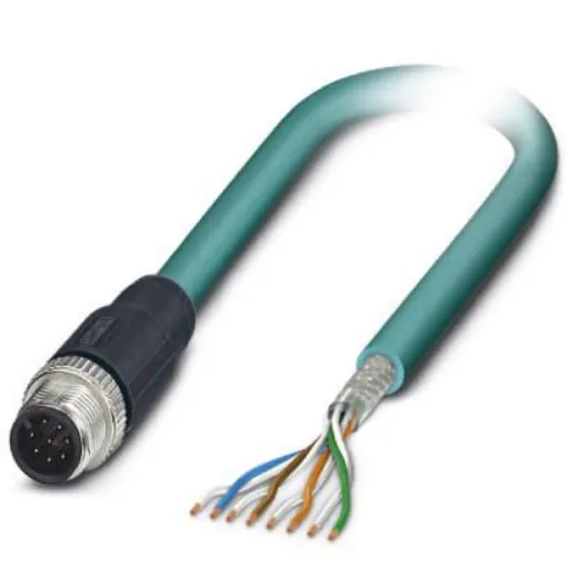 Phoenix Contact, 2m Cat5, Blue M12 to Male Unterminated, Shielded Shielded, Terminated - 1412794 product image