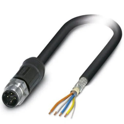 Phoenix Contact, 2m Cat5, Black M12 to Male Unterminated, Shielded Shielded, Terminated - 1454202 product image