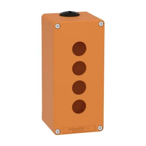 Schneider Electric Orange Die Cast Zinc XAPO Empty Control Station - 4 Hole 22mm Diameter - XAPO3504 product image