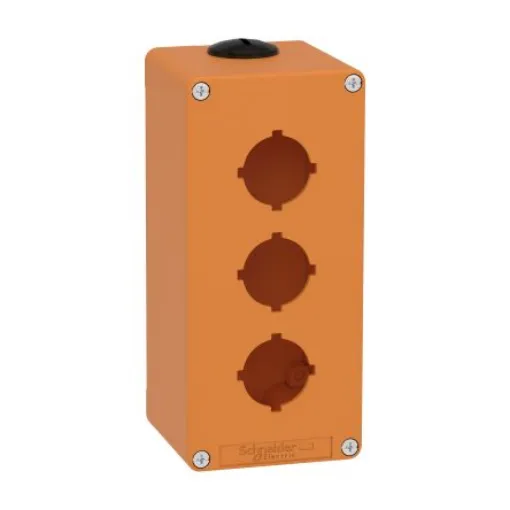Schneider Electric Orange Die Cast Zinc XAPO Empty Control Station - 3 Hole 30mm Diameter - XAPO3603 product image