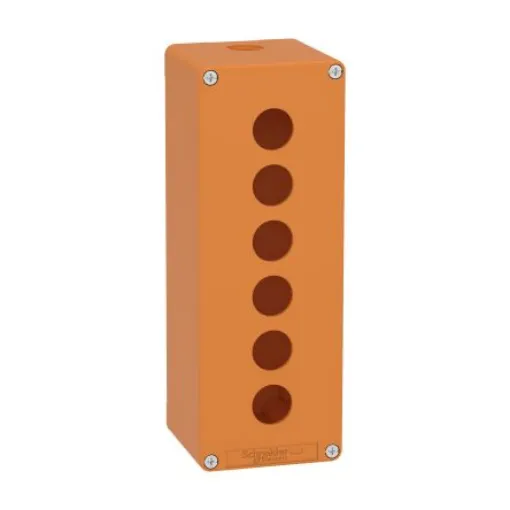 Schneider Electric Orange Die Cast Zinc XAPO Empty Control Station - 6 Hole 22mm Diameter - XAPO4506 product image