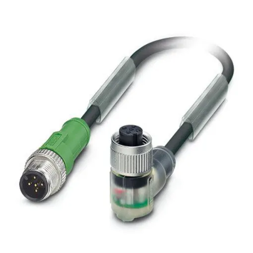 Phoenix Contact Straight Male 5 way M12 to Right Angle Female 5 way M12 Sensor Actuator Cable, 3m - 1415706 product image