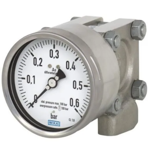 WIKA NPT 1/2 Analogue Differential Pressure Gauge 2bar Bottom Entry 100mm Outside Diameter - 48777834 product image