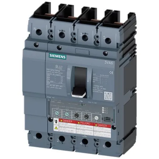 Siemens, SENTRON MCCB Molded Case Circuit Breaker 4P 150A, Breaking Capacity 65 kA, Fixed Mount - 3VA6115-6HM41-2AA0 product image