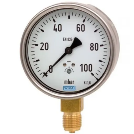 WIKA G 1/2 Analogue Pressure Gauge 60mbar Bottom Entry 144 x 72mm Outside Diameter - 48766729 product image
