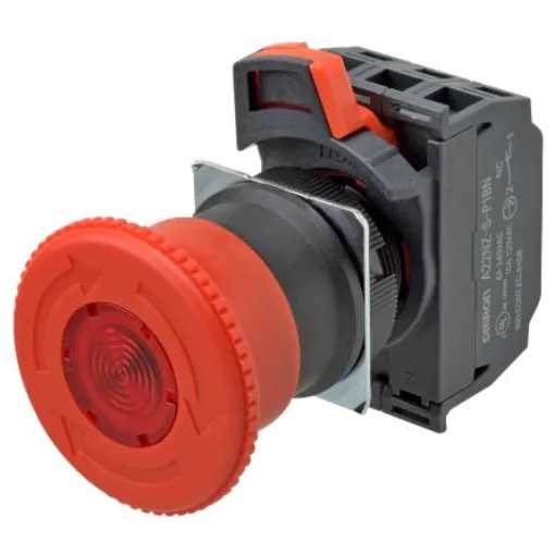 Omron A22NE Series Illuminated Emergency Stop Push Button, Panel Mount, 1NC, 1NO, IP65 - A22NE-M-P102-C product image