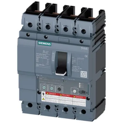 Siemens, SENTRON MCCB Molded Case Circuit Breaker 4P 150A, Breaking Capacity 65 kA, Fixed Mount - 3VA6115-6HL41-0AA0 product image