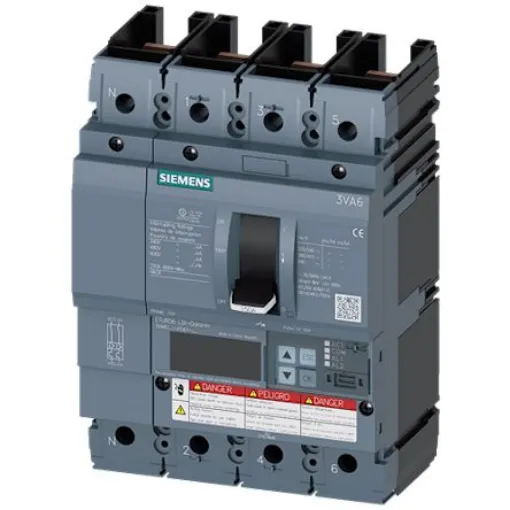 Siemens, SENTRON MCCB Molded Case Circuit Breaker 4P 150A, Breaking Capacity 65 kA, Fixed Mount - 3VA6115-6KT41-0AA0 product image