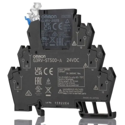 Omron G3RV-ST Series Solid State Interface Relay, 24 Vdc Control, 2 A Load, DIN Rail Mount - G3RV-ST500-A DC24 product image