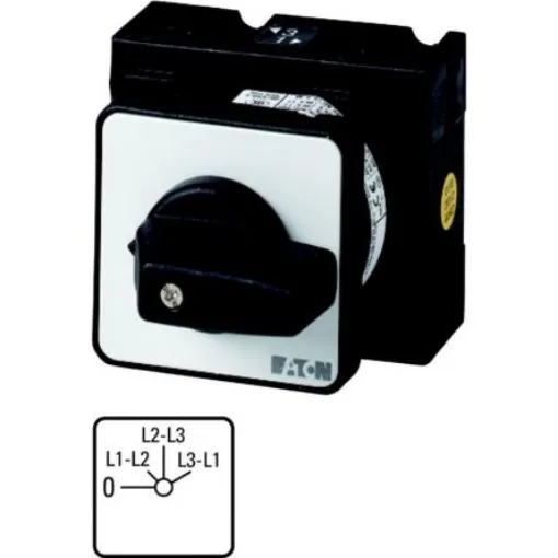 Eaton, 2P 4 Position 45° Voltmeter Cam Switch, 690V (Volts), 32A, Knob Actuator - 018205 T3-2-15920/E product image