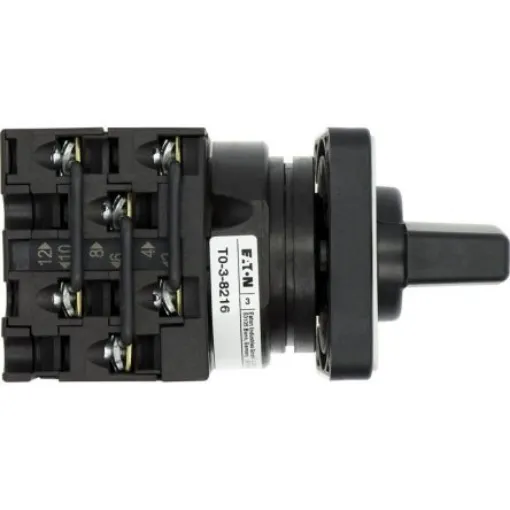 Eaton, 3P 3 Position 45° Changeover Cam Switch, 690V (Volts), 20A, Short Thumb Grip Actuator - 024609 T0-3-8216/E product image