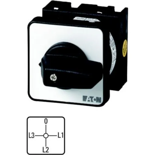 Eaton, 3P 4 Position 90° Ammeter Cam Switch, 690V (Volts), 20A, Short Thumb Grip Actuator - 036489 T0-3-8048/EZ product image