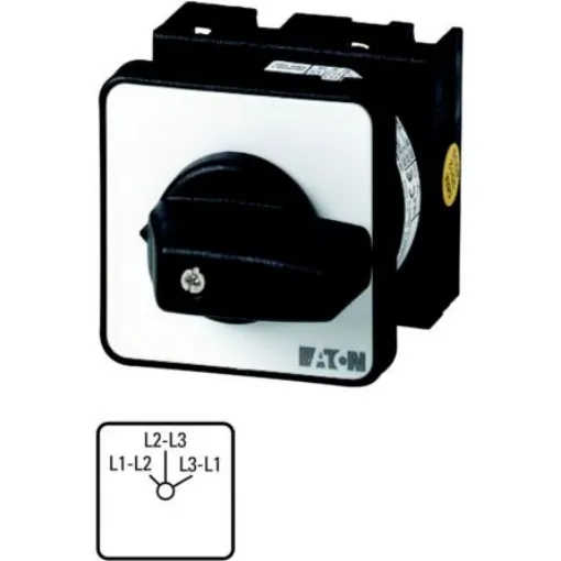 Eaton, 2P 3 Position 45° Ammeter Cam Switch, 690V (Volts), 20A, Short Thumb Grip Actuator - 053099 T0-2-15922/E product image