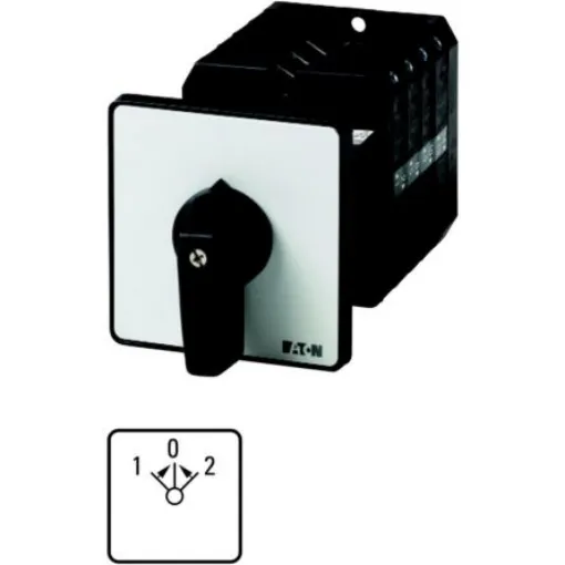 Eaton, 3P 3 Position 45° Motor Reversing Cam Switch, 690V (Volts), 63A, Short Thumb Grip Actuator - 092371 T5B-3-8228/Z product image