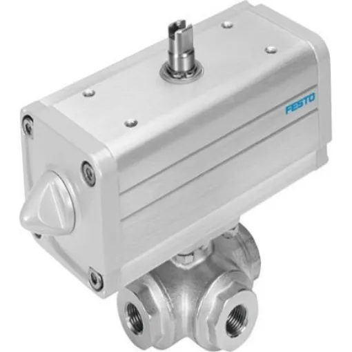 Festo Pneumatic 2 port Actuated Ball Valve - Double Acting, 6 - 8.4bar Operating Pressure - VZBA-1"-GGG-63-32L-F0405-V4V4T-PP30-R-90-C product image