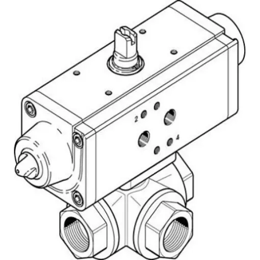 Festo Pneumatic 2 port Actuated Ball Valve - Single Acting, 6 - 8.4bar Operating Pressure - VZBA-1"-GGG-63-32L-F0405-V4V4T-PS30-R-90-4-C product image