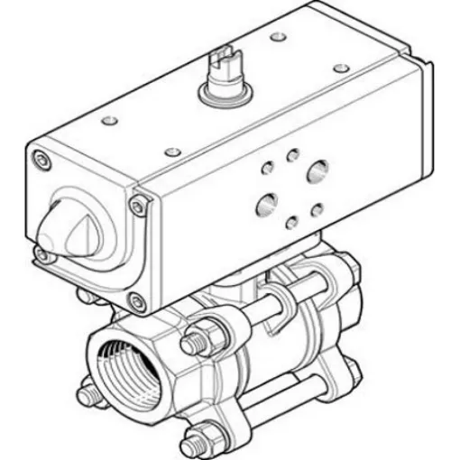 Festo Pneumatic 2 port Actuated Ball Valve - Double Acting, 6 - 8.4bar Operating Pressure - VZBA-1/4"-GG-63-T-22-F0304-V4V4T-PP15-R-90-C product image