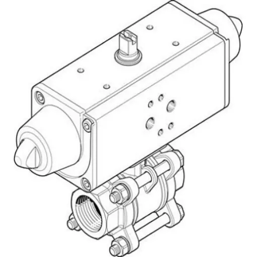 Festo Pneumatic 2 port Actuated Ball Valve - Single Acting, 6 - 8.4bar Operating Pressure - VZBA-1/4"-GG-63-T-22-F0304-V4V4T-PS15-R-90-4-C product image