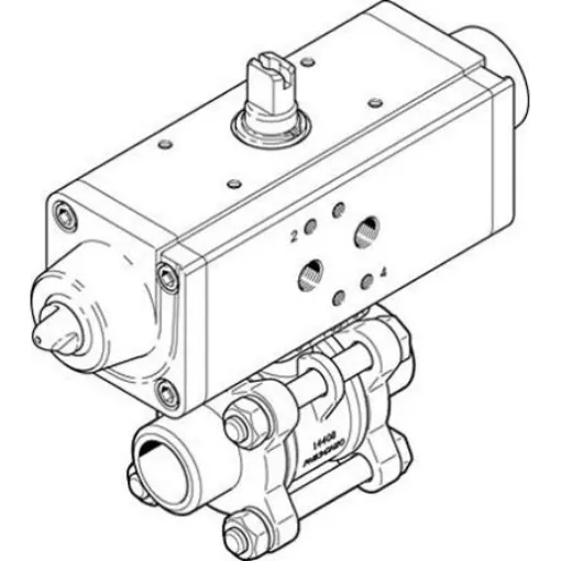 Festo Pneumatic 2 port Actuated Ball Valve - Single Acting, 6 - 8.4bar Operating Pressure - VZBA-1/4"-WW-63-T-22-F0304-V4V4T-PS15-R-90-4-C product image