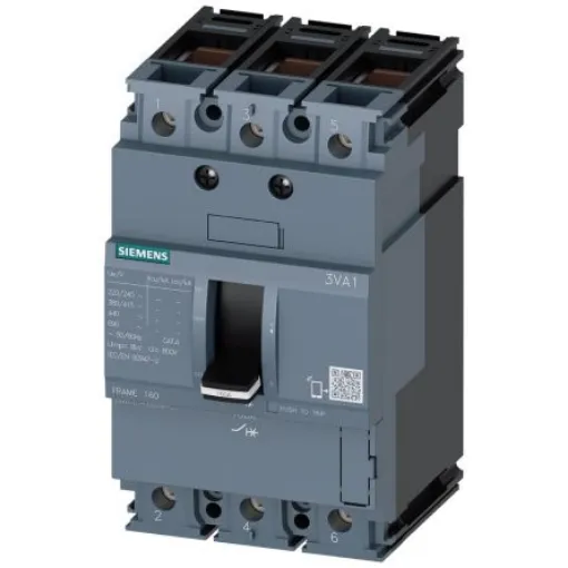 Siemens, SENTRON MCCB Molded Case Circuit Breaker 3P 80A, Breaking Capacity 70 kA, DIN Rail Mount - 3VA1180-6ED36-0AA0 product image