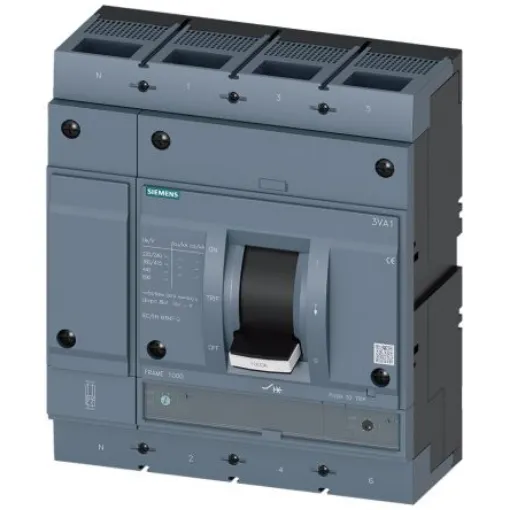 Siemens, SENTRON MCCB Molded Case Circuit Breaker 4P 1kA, Breaking Capacity 70 kA, DIN Rail Mount - 3VA1510-6GF42-0AA0 product image