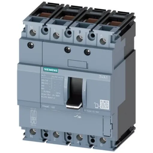 Siemens, SENTRON MCCB Molded Case Circuit Breaker 4P 25A, Breaking Capacity 25 kA, DIN Rail Mount - 3VA1125-3GD46-0AA0 product image