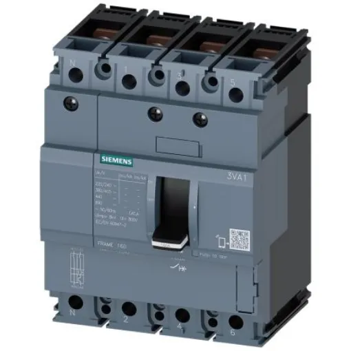 Siemens, SENTRON MCCB Molded Case Circuit Breaker 4P 25A, Breaking Capacity 36 kA, DIN Rail Mount - 3VA1125-4ED42-0AA0 product image