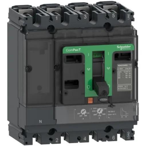 Schneider Electric, ComPacT NSX MCCB 4P 63A, Breaking Capacity 5 kA, Fixed Mount - C10F6TM063 product image