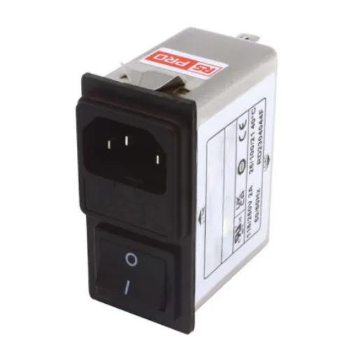 RS PRO 2A, 250 V ac Socket Snap-In IEC Filter 2 Pole, Faston 1 Fuse - 2734893 product image