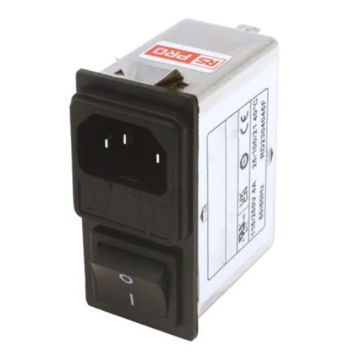 RS PRO 4A, 250 V ac Socket Snap-In IEC Filter 2 Pole, Faston 1 Fuse - 2734895 product image