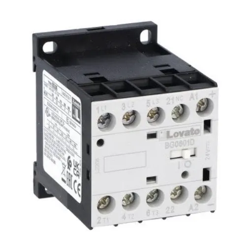 Lovato BG06 Contactor, 60 V dc Coil, 3-Pole, 6 A, 18 kW, 1NC, 690 V - 11BG0601D060 product image
