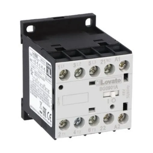 Lovato BG09 Contactor, 575 V ac Coil, 3-Pole, 9 A, 22 kW, 1NC, 690 V - 11BG0901A57560 product image