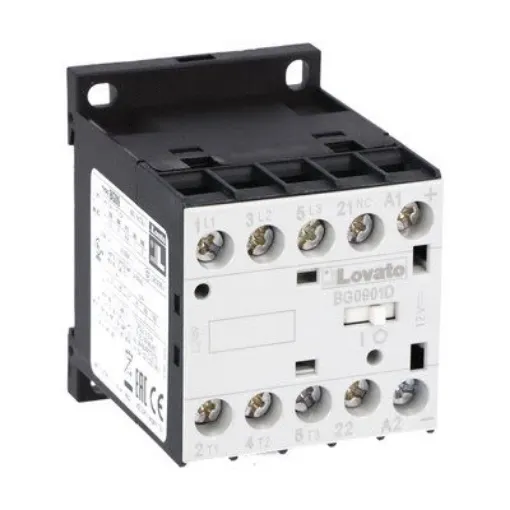 Lovato BG09 Contactor, 220 V Coil, 3-Pole, 9 A, 5 kW, 1NC, 690 V - 11BG0901D220 product image