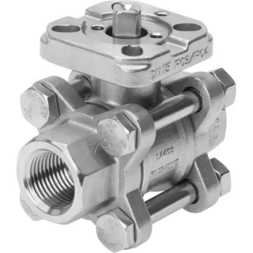 Festo Stainless Steel 2 Way, Ball Valve, Threaded 1/2in, 15mm, 63bar Operating Pressure - VZBA-1/2"-GG-63-T-22-F0304-V4V4T product image