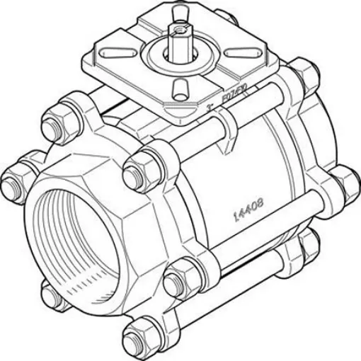 Festo Stainless Steel 2 Way, Ball Valve, Threaded 3in, 80mm, 63bar Operating Pressure - VZBA-3"-GG-63-T-22-F0710-V4V4T product image