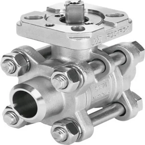 Festo Stainless Steel 2 Way, Ball Valve, Threaded, 10mm, 63bar Operating Pressure - VZBA-3/8"-WW-63-T-22-F0304-V4V4T product image