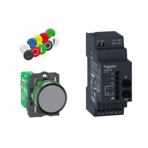Schneider Electric Harmony XB5R Series Push Button Transmitter, Push-Push, Panel Mount, 22mm Cutout, Green LED, 240V - XB5RFA02 product image