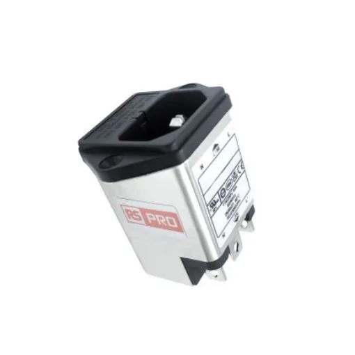 RS PRO 10A, 250 V ac Socket Chassis Mount IEC Inlet Filter, Faston 2 Fuse - 2780334 product image