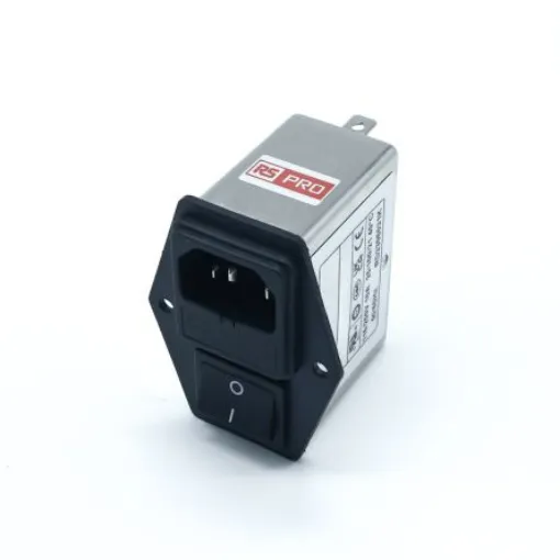 RS PRO 10A, 250 V ac Socket Chassis Mount IEC Inlet Filter 2 Pole, Faston 1 Fuse - 2780343 product image
