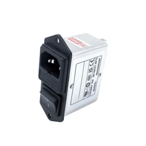 RS PRO 10A, 250 V ac Socket Chassis Mount IEC Inlet Filter 2 Pole, Faston 2 Fuse - 2780355 product image