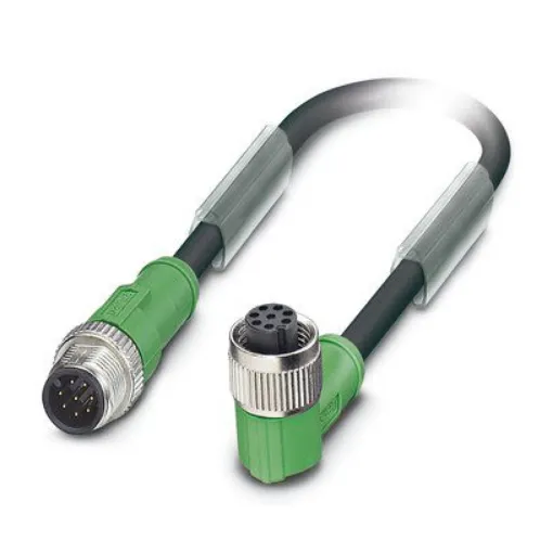 Phoenix Contact Straight Male 8 way M12 to Right Angle Female 8 way M12 Sensor Actuator Cable, 600mm - 1415746 product image