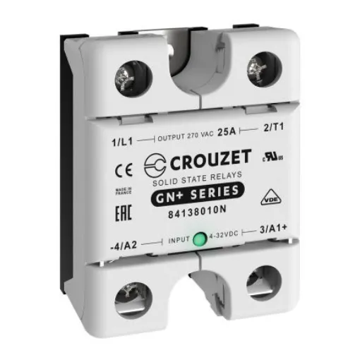 Crouzet GN+ Series Solid State Relay, 25 A Load, Panel Mount, 270 V ac Load, 32 Vdc Control - 84138010N product image