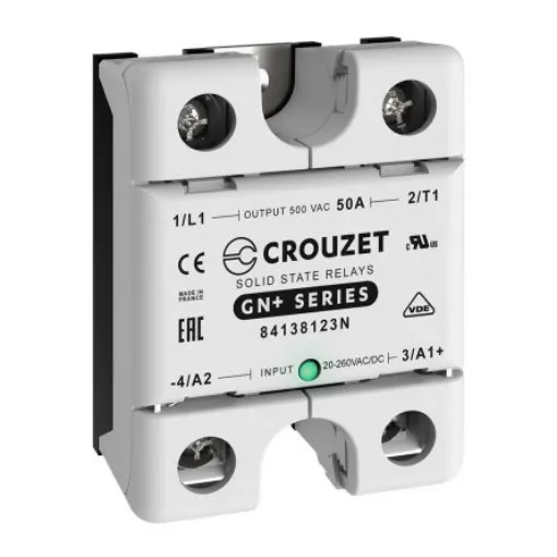 Crouzet GN+ Series Solid State Relay, 50 A Load, Panel Mount, 500 V ac Load, 260 V ac Control - 84138123N product image