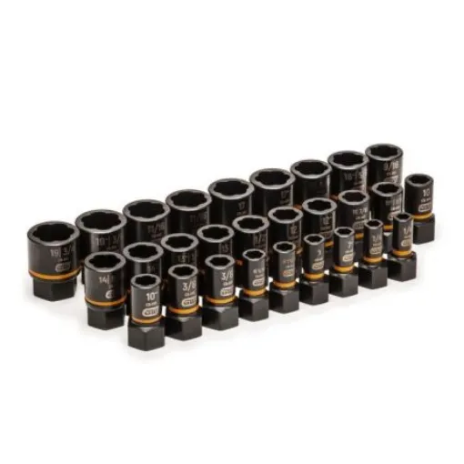 GearWrench 28-Piece Imperial 1/4 in, 3/8 in Standard Socket Set with Ratchet, Extraction - 84784 product image
