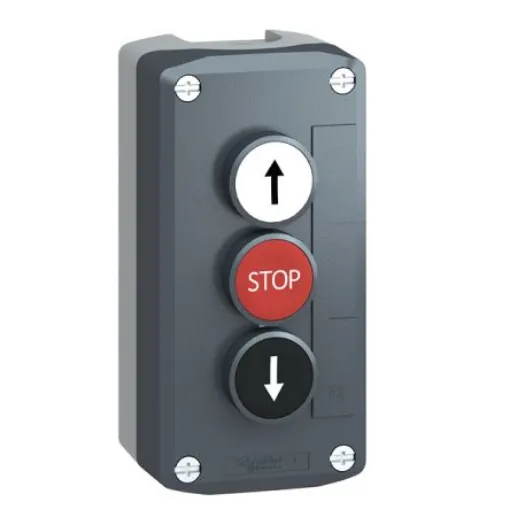 Schneider Electric Spring Return Control Station Switch - SPDT, Polycarbonate, Black, Red, IP66, IP69, IP69K - XALD326 product image