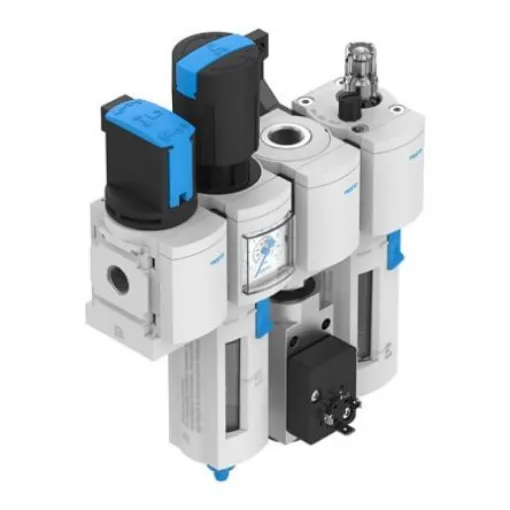 Festo G 1/4 FRL Assembly, Manual Drain, 40µm Filtration Size - With Pressure Gauge - MSB4-1/4:C3J1F3M1-WP product image