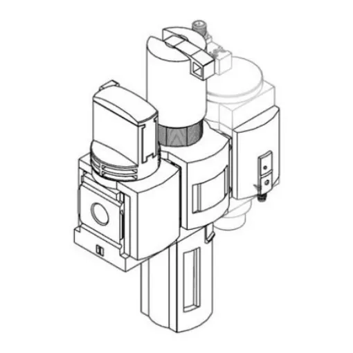 Festo G 1/2 FRL Assembly, Manual Drain, 40µm Filtration Size - With Pressure Gauge - MSB6-1/2:C3:J120:D14-WP product image