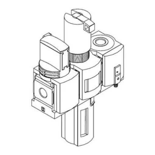 Festo G 1/2 FRL Assembly, Manual Drain, 40µm Filtration Size - With Pressure Gauge - MSB6-1/2:C3:J120:F12-WP product image
