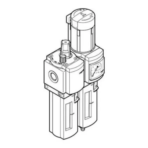 Festo G 1/2 FRL Assembly, Manual Drain, 40µm Filtration Size - With Pressure Gauge - MSB6-1/2-FRC5:J1M1-Z product image
